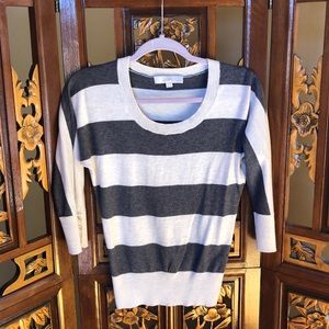 Loft Gray & White Striped Top Size XSP